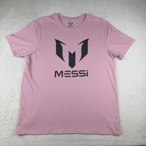 MESSI Collection Logo Graphic Short Sleeve Tee Candy Pink Size‎ L Soccer NWOT